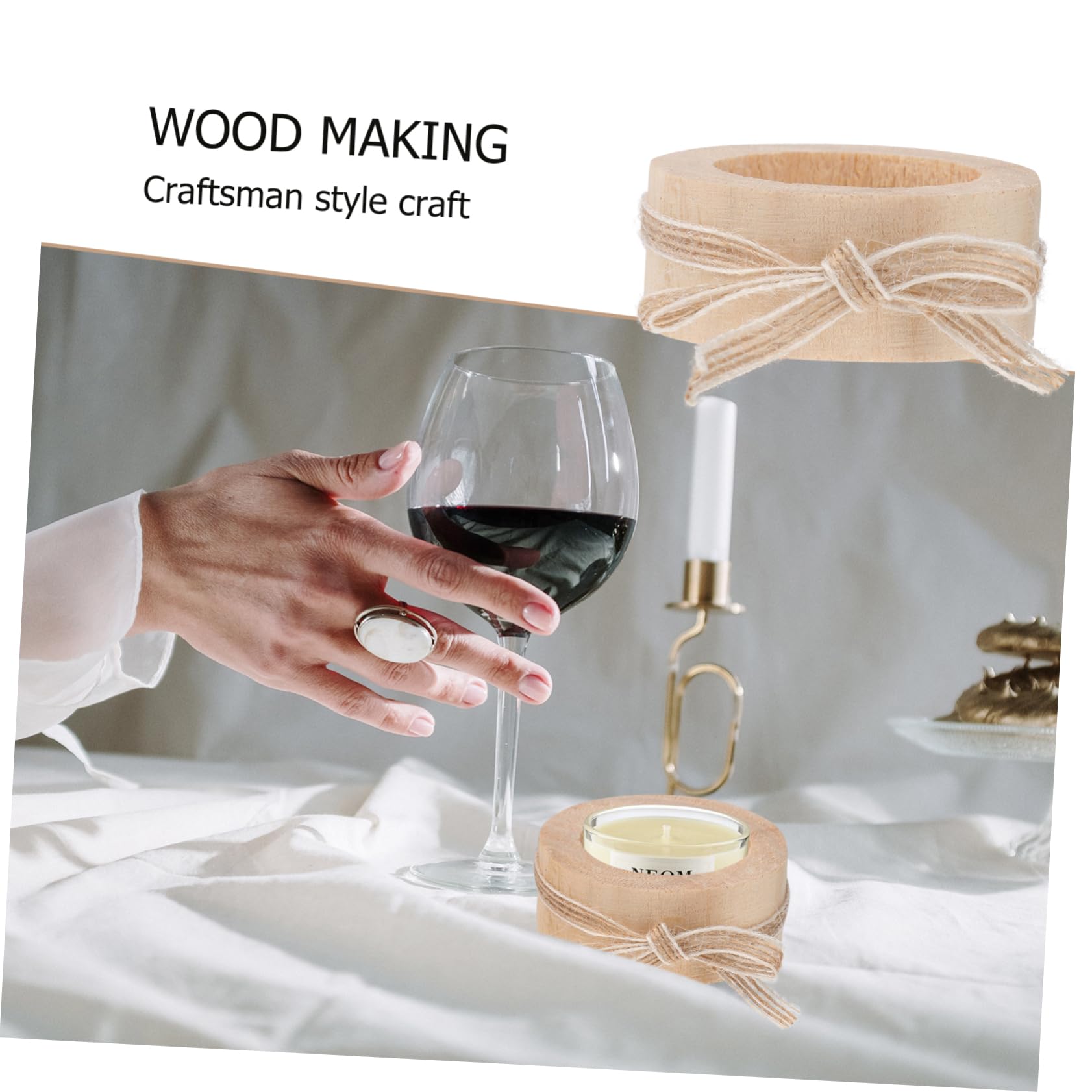 GOOHOCHY 2pcs Wooden Candlestick Vintage Candle Candlestick Holder Decorative Wooden Tealight Holders Tealight Candle Holder Tea Light Candle Holders Household Handmade Tea