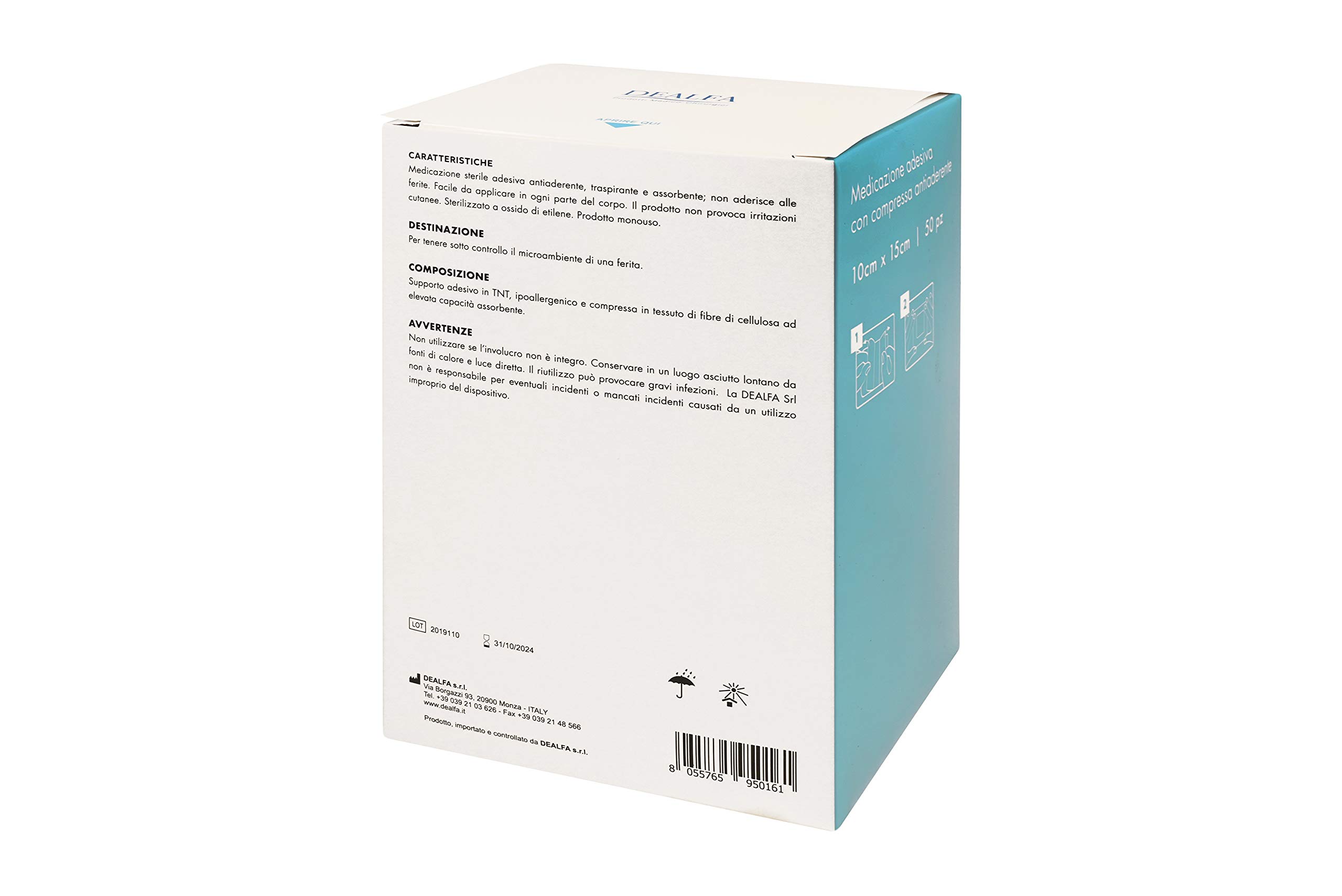 TOUCHMED Cerotto Adesivo Sterile in TNT con Compressa Antiaderente - 10x15 cm - Traspirante e Assorbente - Ottima Adesività - Monouso - Confezione da 50 Pezzi