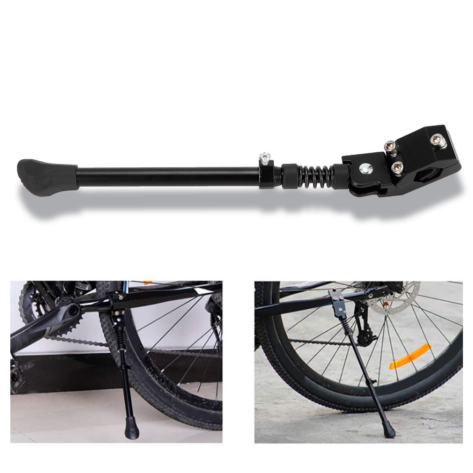 Fdit Podpórka do rowerów górskich, rowerowa stopka ze stopu aluminium regulowana dla 40 cm 50 cm 61 cm średnica opony (czarna)