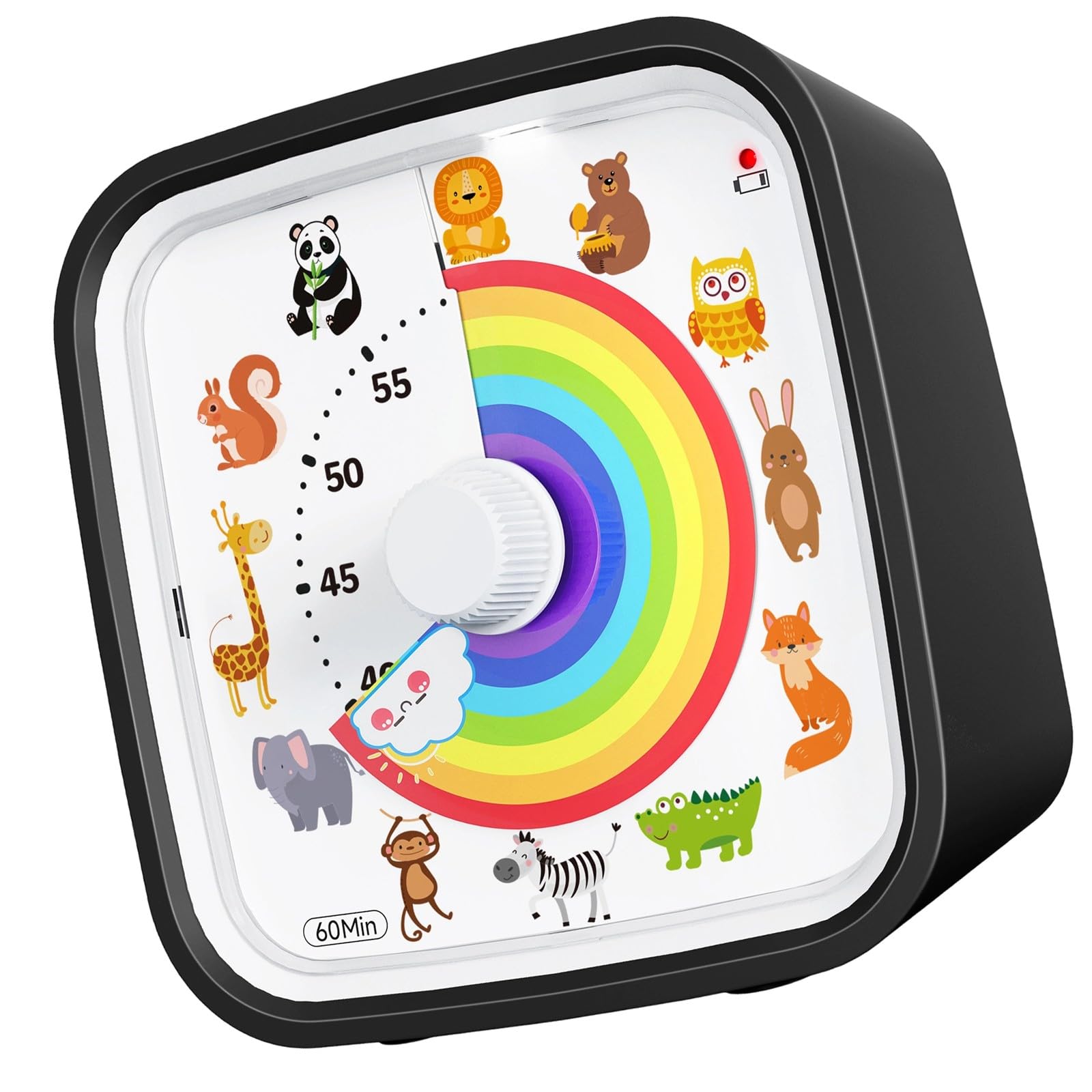 Uqezagpa Cartoon Quiet Operations Study Timer with Silicones Case and Rainbow Disk Battery Operated 60 Minutes Visual Timer Cartoon Animal Study