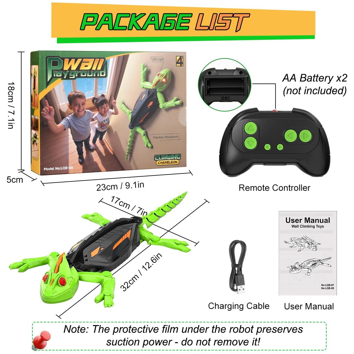 Gecko Radiocommandé, Rechargeable Lézard Télécommandé, Lezard Qui Gimpe au Mur avec Yeux LED, Jouet Lézard Robot pour Garçons 3 4 5 6 7 8 9 10 Ans, Cadeau Anniversaire Noël pour Garçon Fille