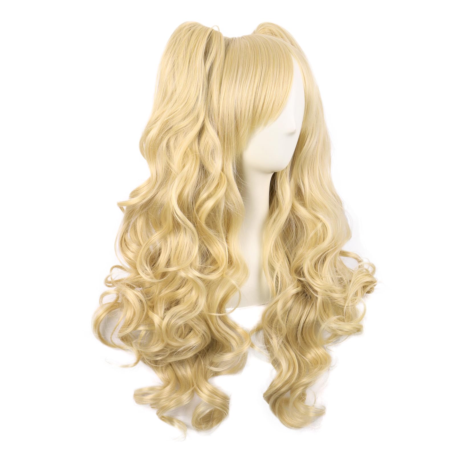 MapofBeauty 28 Pollic/70cm Lolita Lungo Ricci Clip On Code Di Cavallo Cosplay Animato Parrucca (Misto Dorato)