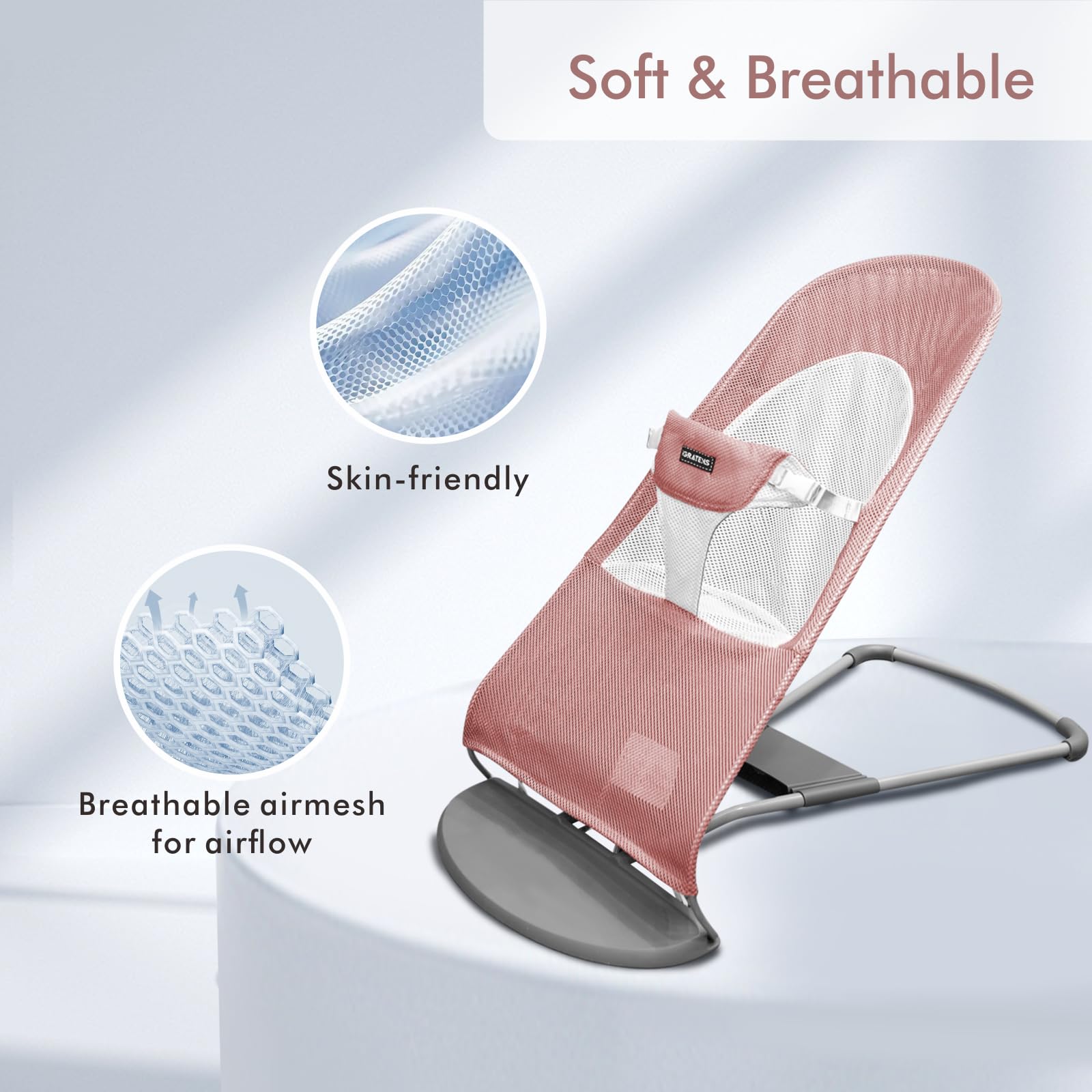 iGRATENS Seggiolino in tessuto per buttafuori Baby Bjorn Balance Soft & Bliss, rete ventilata, delicato sulla pelle, lavabile in lavatrice, rosa