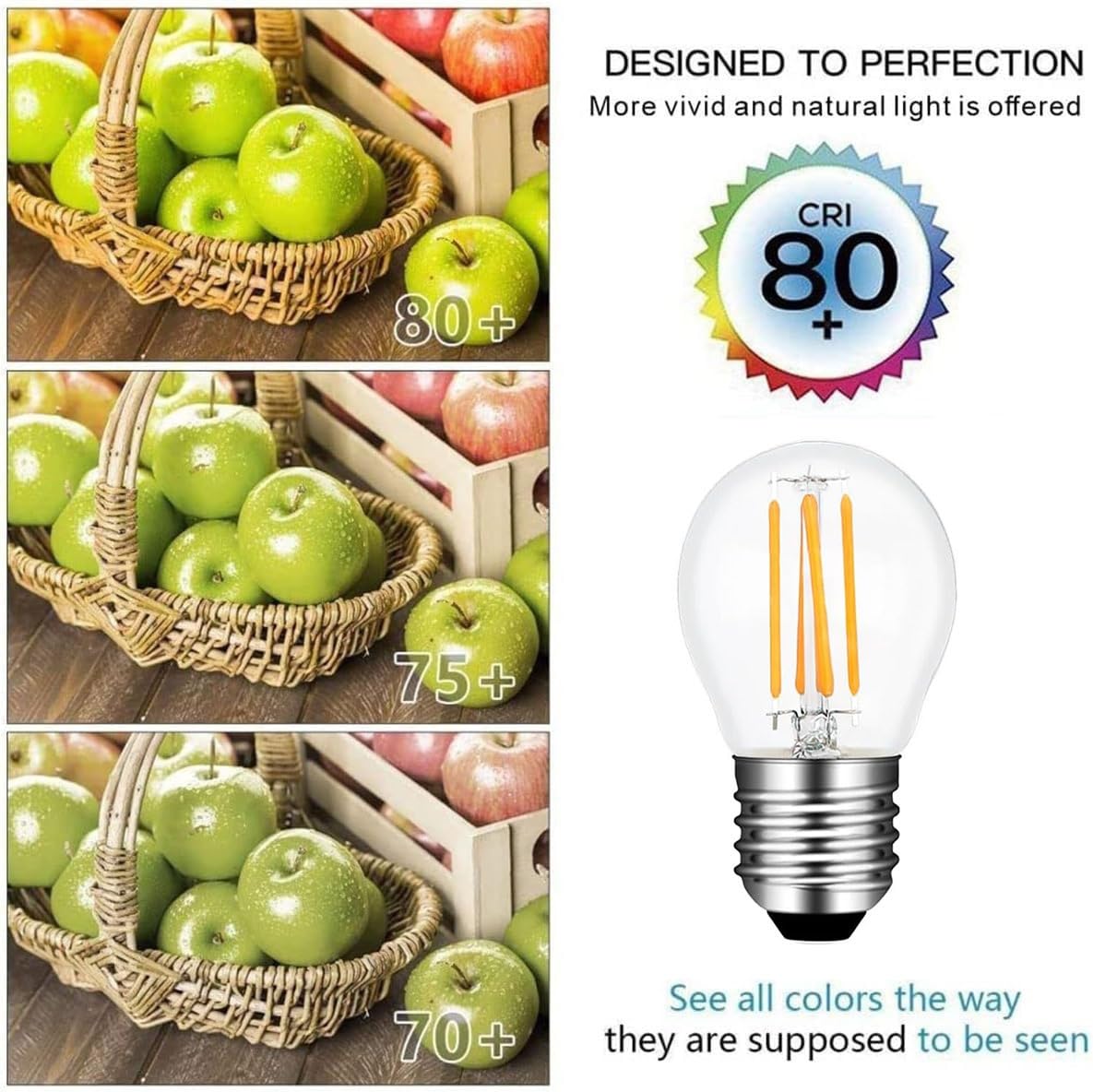 lampadina, Lampadina a filamento LED E27 G45 2W, AC 220V, 200LM, lampadine a(White)