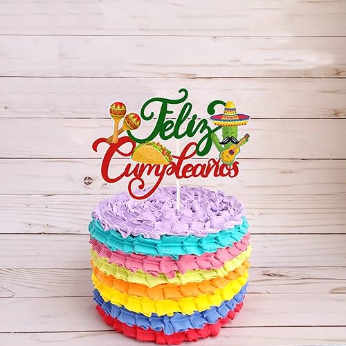 Miniatura 3 de Feliz Cumpleanos - Decoración para tartas mexicanas, decoración de pastel de cumpleaños, decoración de pastel de fiesta temática de Cinco de Mayo,