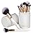 OMANIAC Makeup Brush Set Professional, 12 Pearlescent Wood Handle Makeup Brushes, Premium Cruelty-Free Synthetic Fiber Hair, Travel Make up Brushes Set with Case (White).