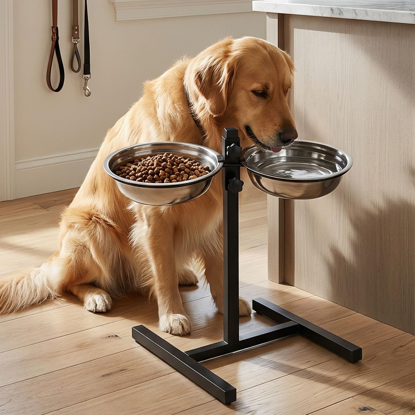 Luocute Soporte Elevado para Plato de Perro, Altura Ajustable con Platos