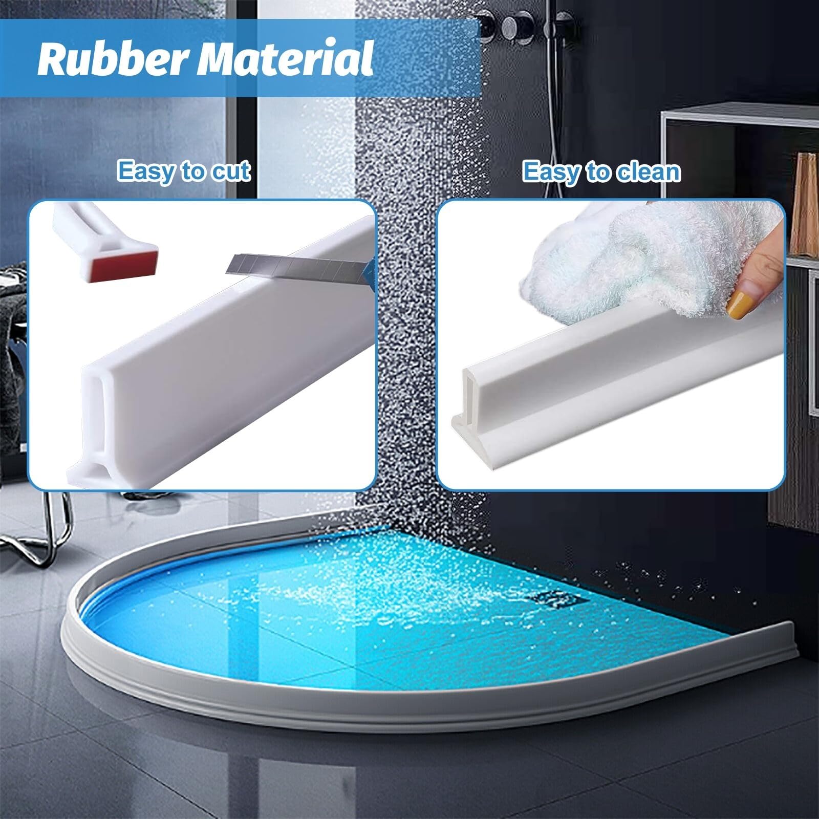 EUBSWA - Bande En Silicone Autocollante - 1 M - Pour Seuil De Douche