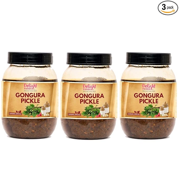 Delight Foods Special Andhra Pickles 750G (250G X 3) - (Gongura)