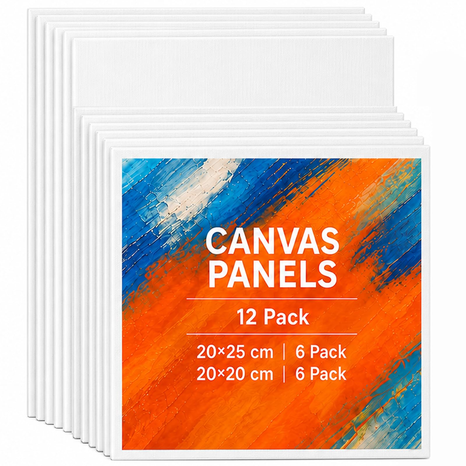 LUFEEMGA Canvas Panels - Art Square Canvas, Blank Canvases for Acrylic, Oil, Water Painting - 20x25cm, 20x20cm (12Packs-20-25)