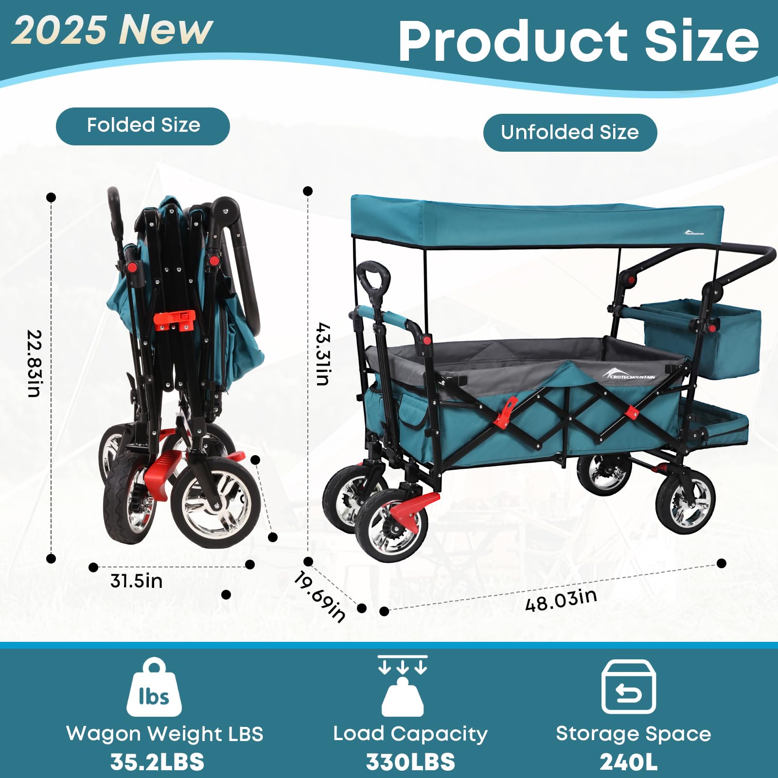Amazon.com: CROTECMOUNTAIN Wagon Stroller with Canopy,330lbs Cart 