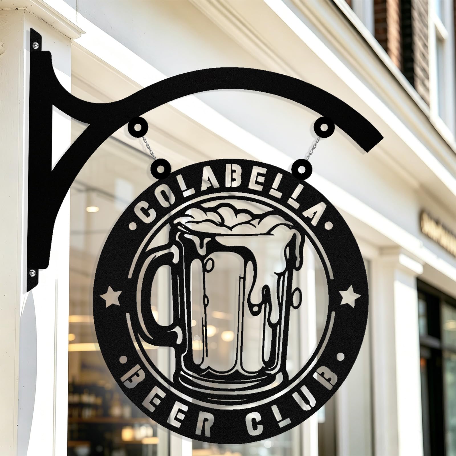 Custom Bar Hanging Metal Sign, Personalized Bar Name Sign, Customized Bar Signs Metal Wall Decor Art Outdoor for Home Bars, Man Cave, Pub, Party, Backyard, Club