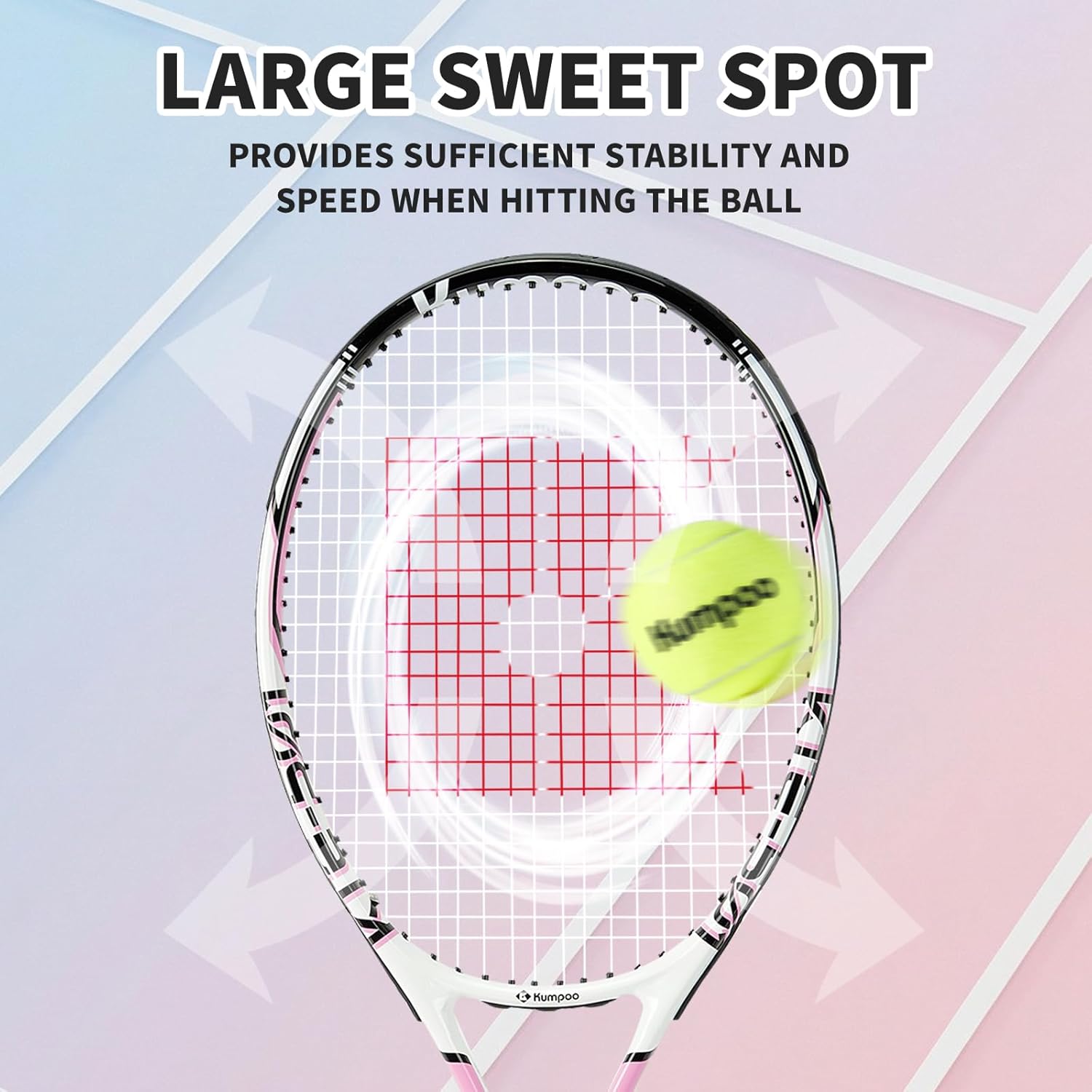 Adult Tennis Racket Pink, Pre-Strung 27 Inch Women Tennis Racket for Beginner, Durable Aluminum Frame, Recreational Tennis Racquet with Overgrips and Bag