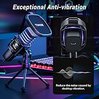 Vista 5 de TONOR Micrófono USB RGB, micrófono de condensador cardioide para computadora PC con soporte para trípode, filtro pop, soporte antivibración