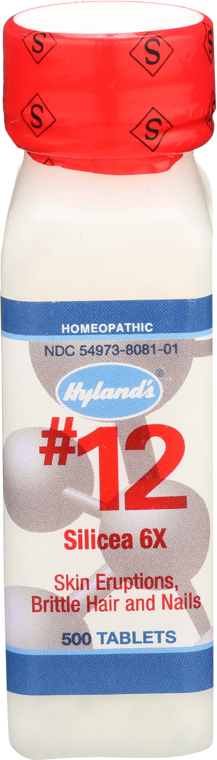 Hyland’s Homeopathic Cell Salts #12 Silicea 6X Tablets, Natural Relief of Skin Eruptions, Brittle Hair and Nails, 500 Count