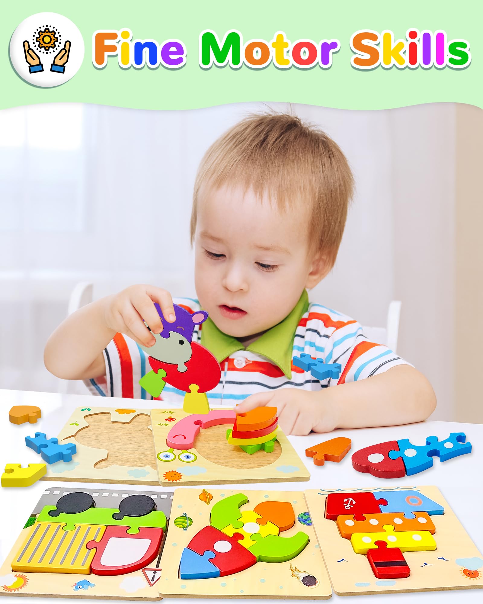 Rompecabezas de madera para niños pequeños, juguetes de regalo para niños y niñas, 8 formas de vehículo, juguete Montessori, bloques educativos, juguetes para niños, regalo de juguete de 3