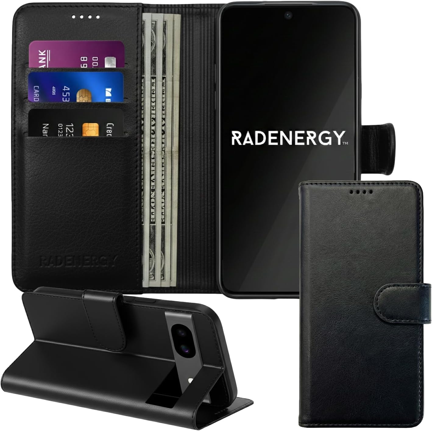 - EMF Blocking Leather Phone Wallet Case for Google Pixel 10 Pro, 99% Anti-Radiation Protection, RFID, EMF Cell Phone Cover, Removable Case, Card Holder & Stand, for Men & Women, Black