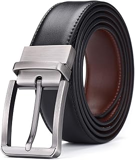 The Holy South Men's Genuine Leather Reversible Belt Size 36-38 - Black and Brown Dress Belt for Men, Rotatable Buckle, Trim to Fit Custom Size, Casual & Formal Accessory by THS