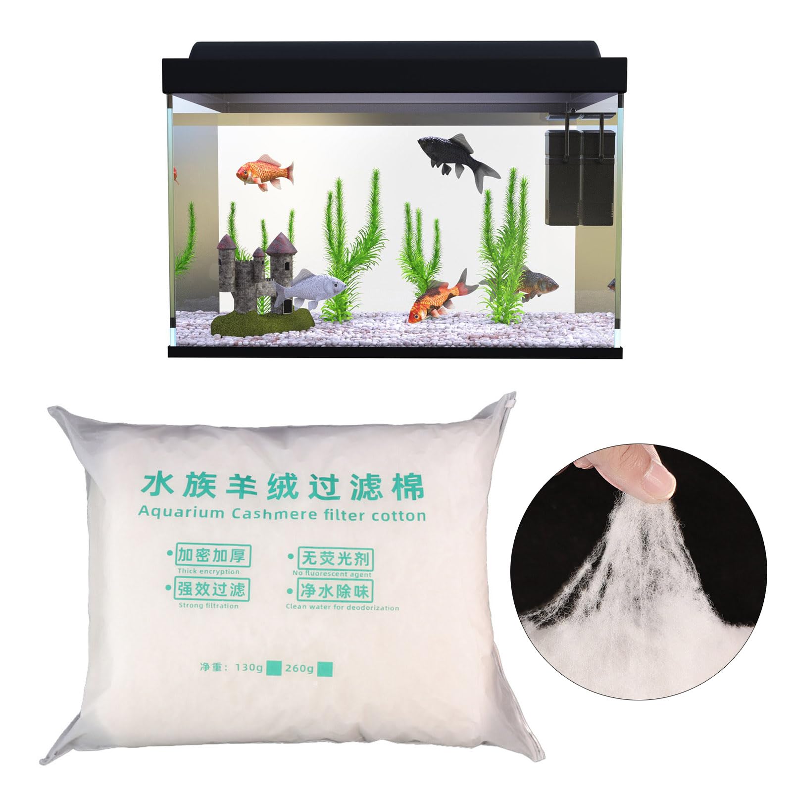 Fcnjsao Aquariums Filter Cotton Easy Tear Filtration Fine Cotton Fishtanks Water Purification Systems