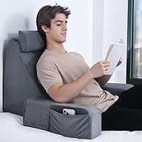 Vista 1 de ENITYA Almohada de lectura con brazos para soporte de cama, almohada grande de apoyo de espalda de 21 pulgadas para sentarse, almohada de cuña