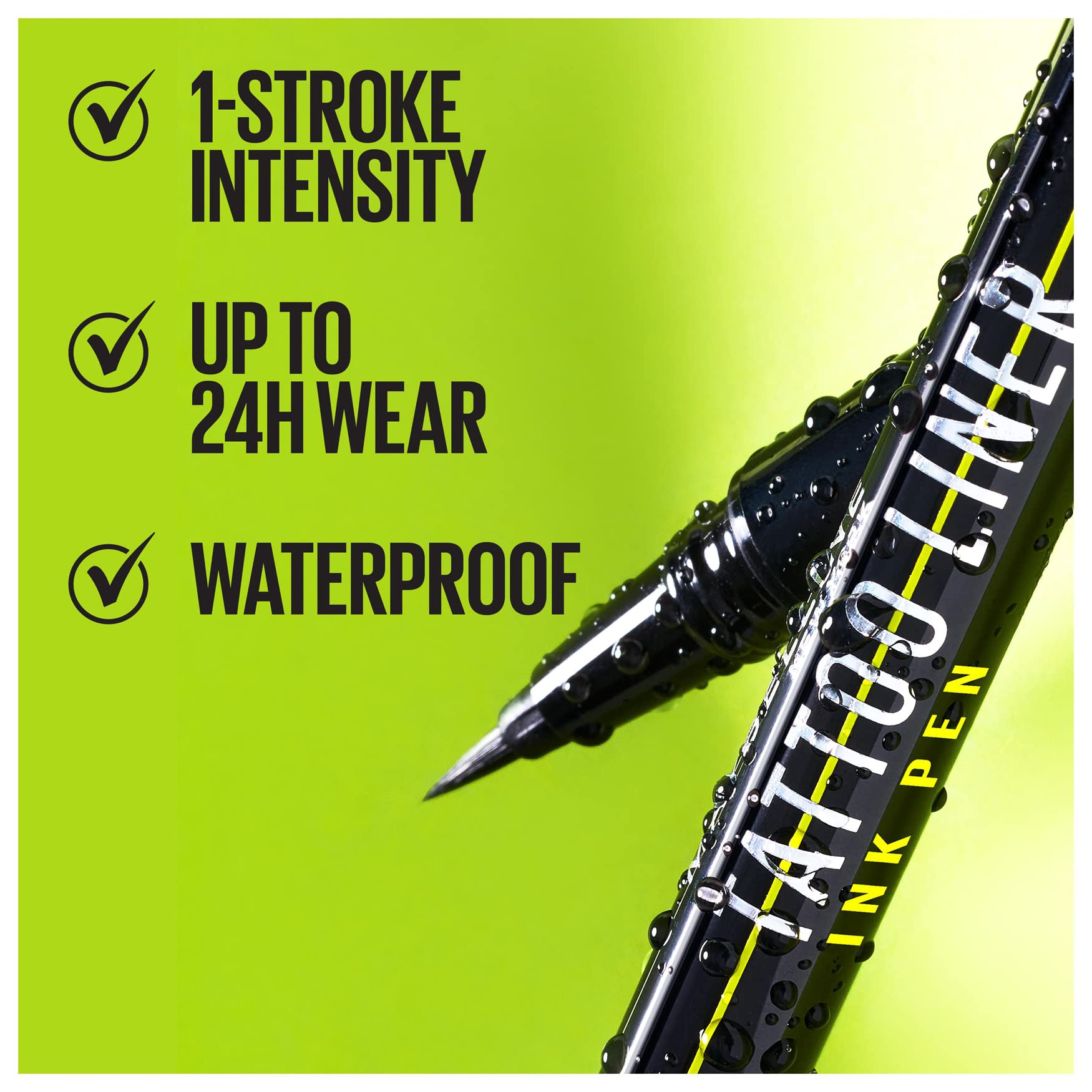 Maybelline Pen Eyeliner, Waterproof, Brush Tip Liner, Precise Lines, Tattoo Impact, Up to 24h Wear, Tattoo Liner Ink, Jet Black - Image 2