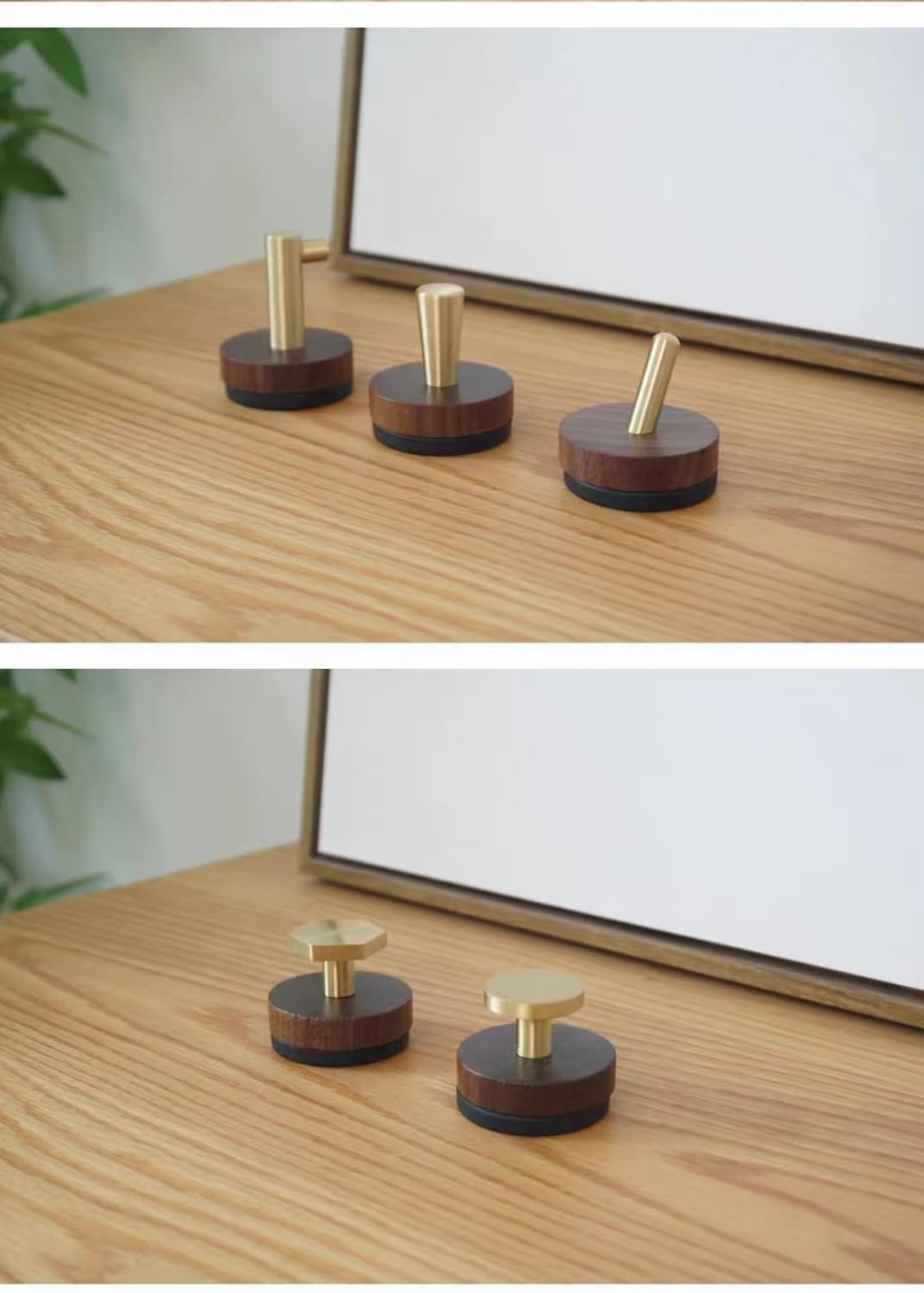 5 Pcs Wooden Magnetic Hooks for Hanging, Multi-Purpose Strong Bearing Capacity Farmhouse Natural Rustic Walnut Wood Hooks for Coats, Towel, Hat, Keys, Purse