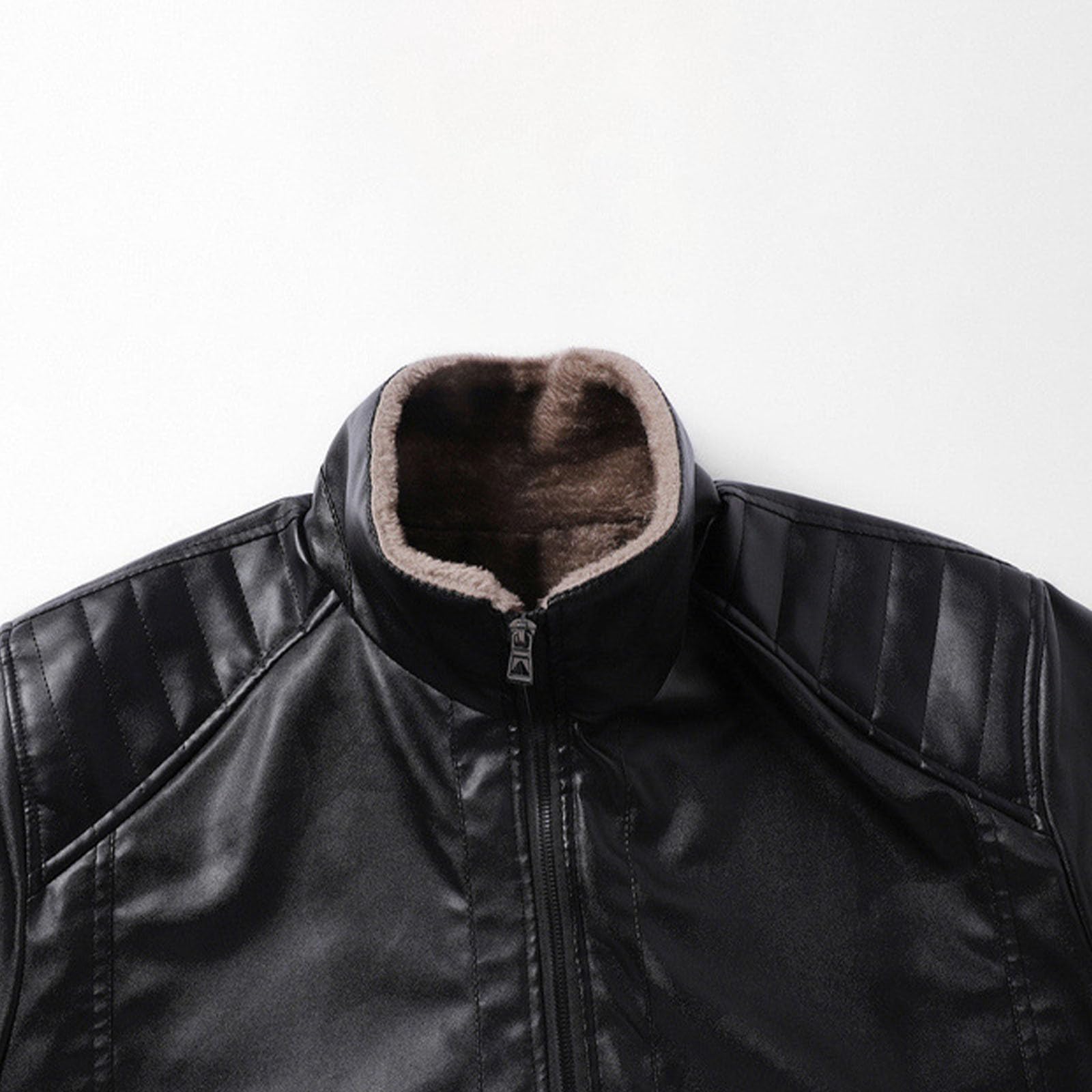 Motorrad Lederjacke Herren Vintage Motorradjacke Fleece Dicke Bikerjacke