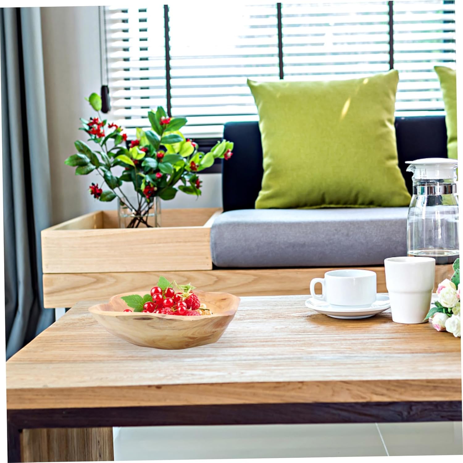 PRETYZOOM Solid Wood Fruit Bowl Storage Tray Irregular Shape Large Lightweight Creative Household Snack Organizer for Single