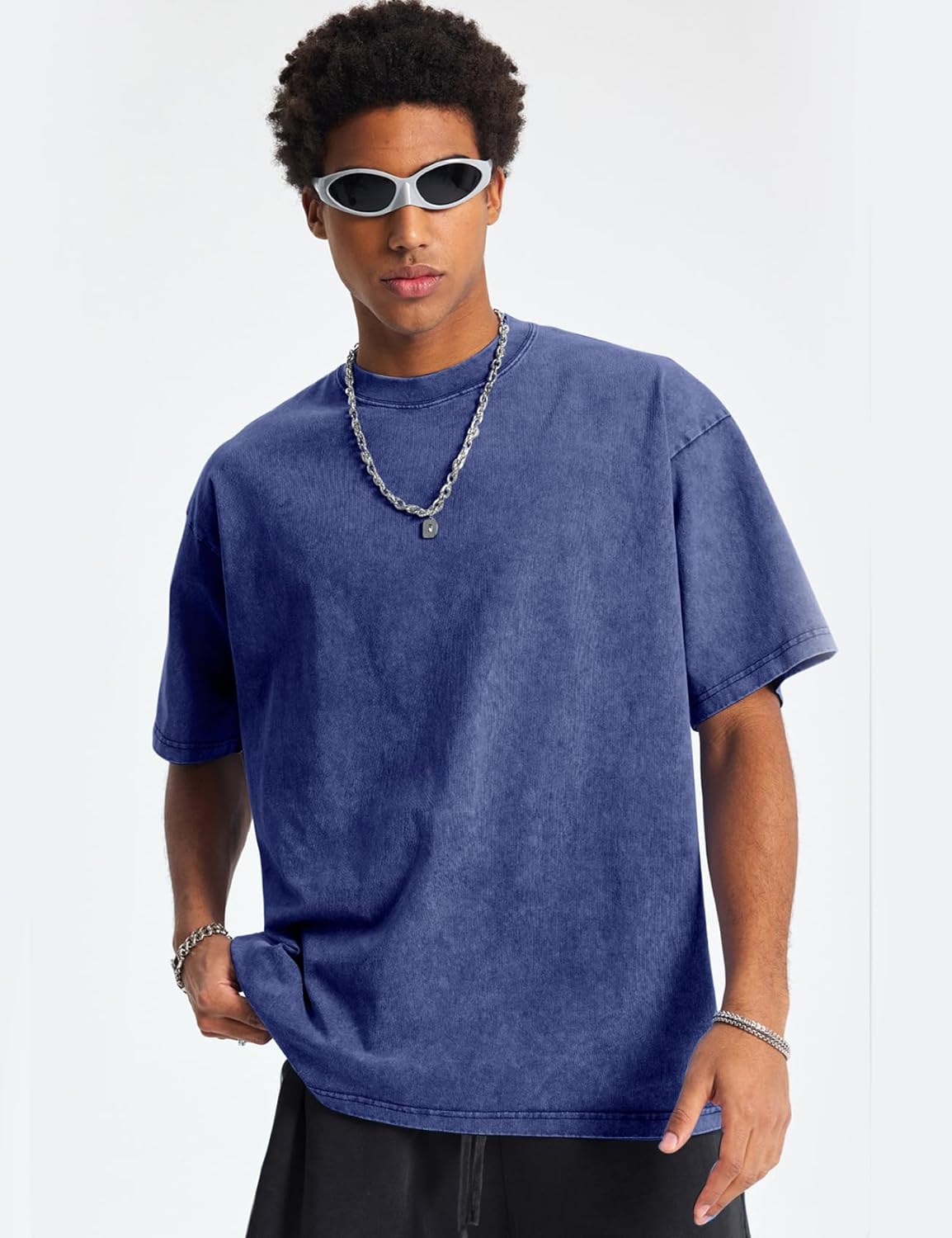 Arssm Oversized Tshirts for Men Acid Wash Loose Fit Vintage Cotton Heavyweight T Shirts Baggy Tees - Image 3