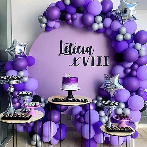 Miniatura 5 de 105 globos morados de látex de 12 pulgadas para cumpleaños, baby shower, Halloween, boda, día de San Valentín, fiesta de despedida de soltera