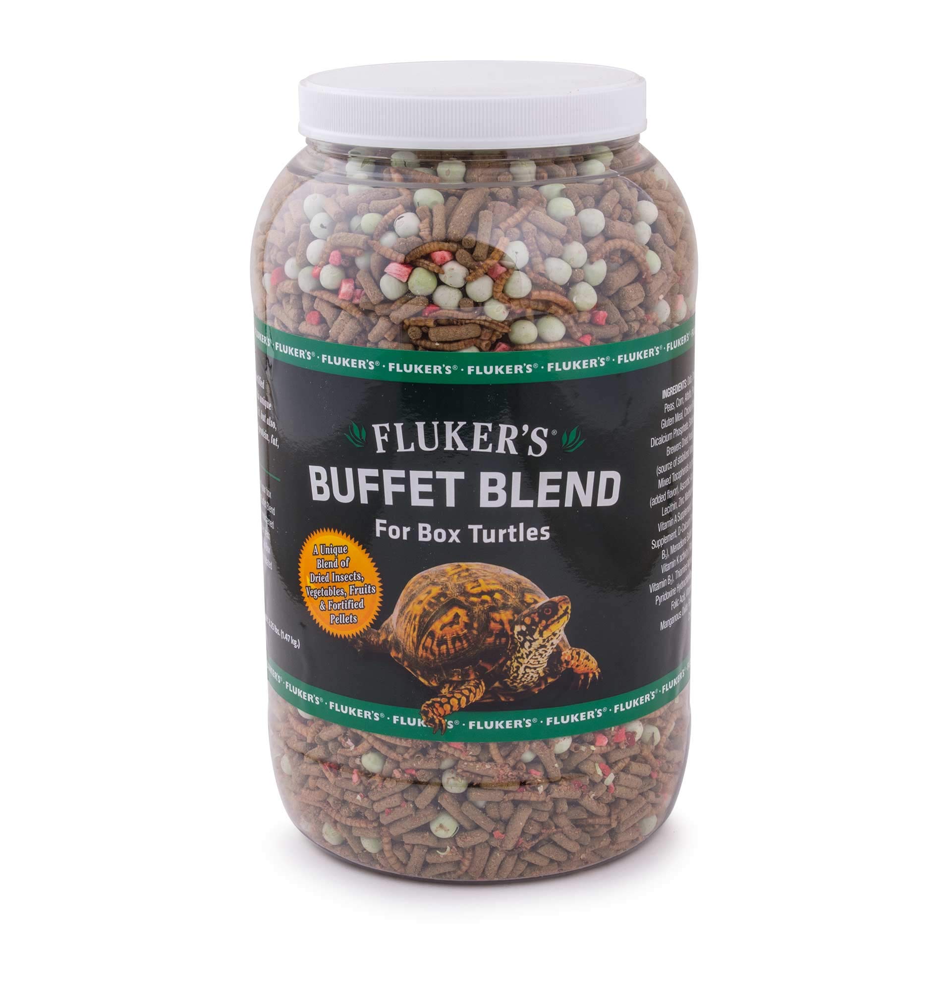 Fluker's Buffet Blend Box Turtle Diet, Insects, Veggies and Fruit with Fortified Pellets, 3.25 lbs.