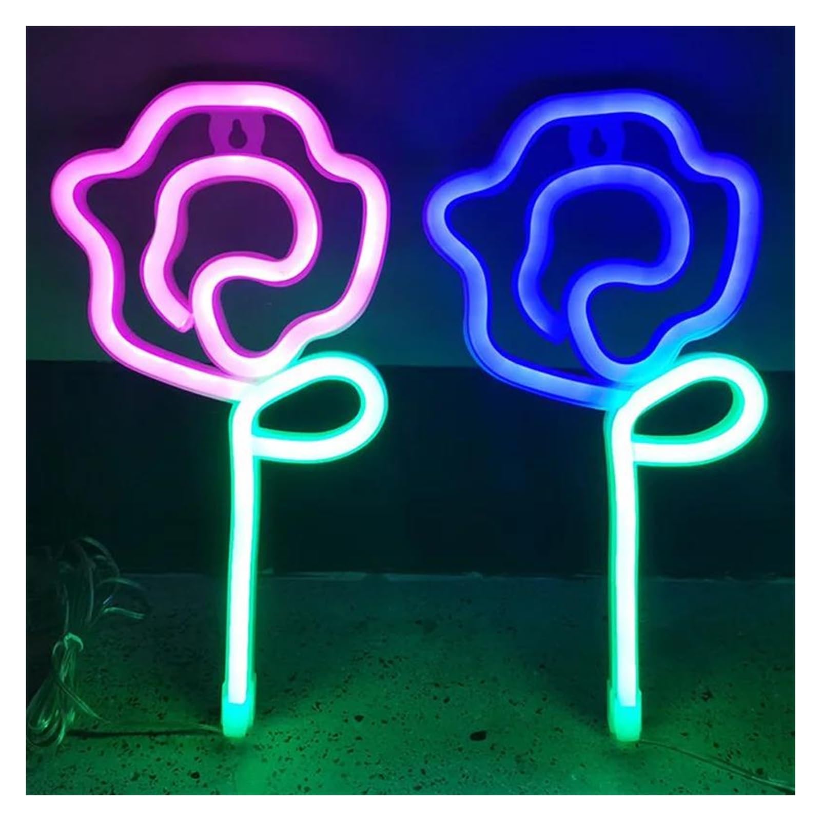 Luces Art Decoration Christmas Letrero De Neón Con Forma De Flor De Rosa LED Para Pared De Habitación, Fiesta, Oficina, Hogar, Bar, Decoración, Lámpara De Neón, Luz Nocturna(Neon-1)