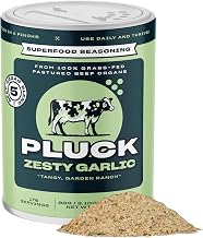 Pluck Zesty Garlic Organ Meat Blend Seasoning | From Grass-Fed & Grass-Finished Pastured Beef Organs with Redmond Real Sea Salt | As Seen on ABC’s Shark Tank | 176 Servings