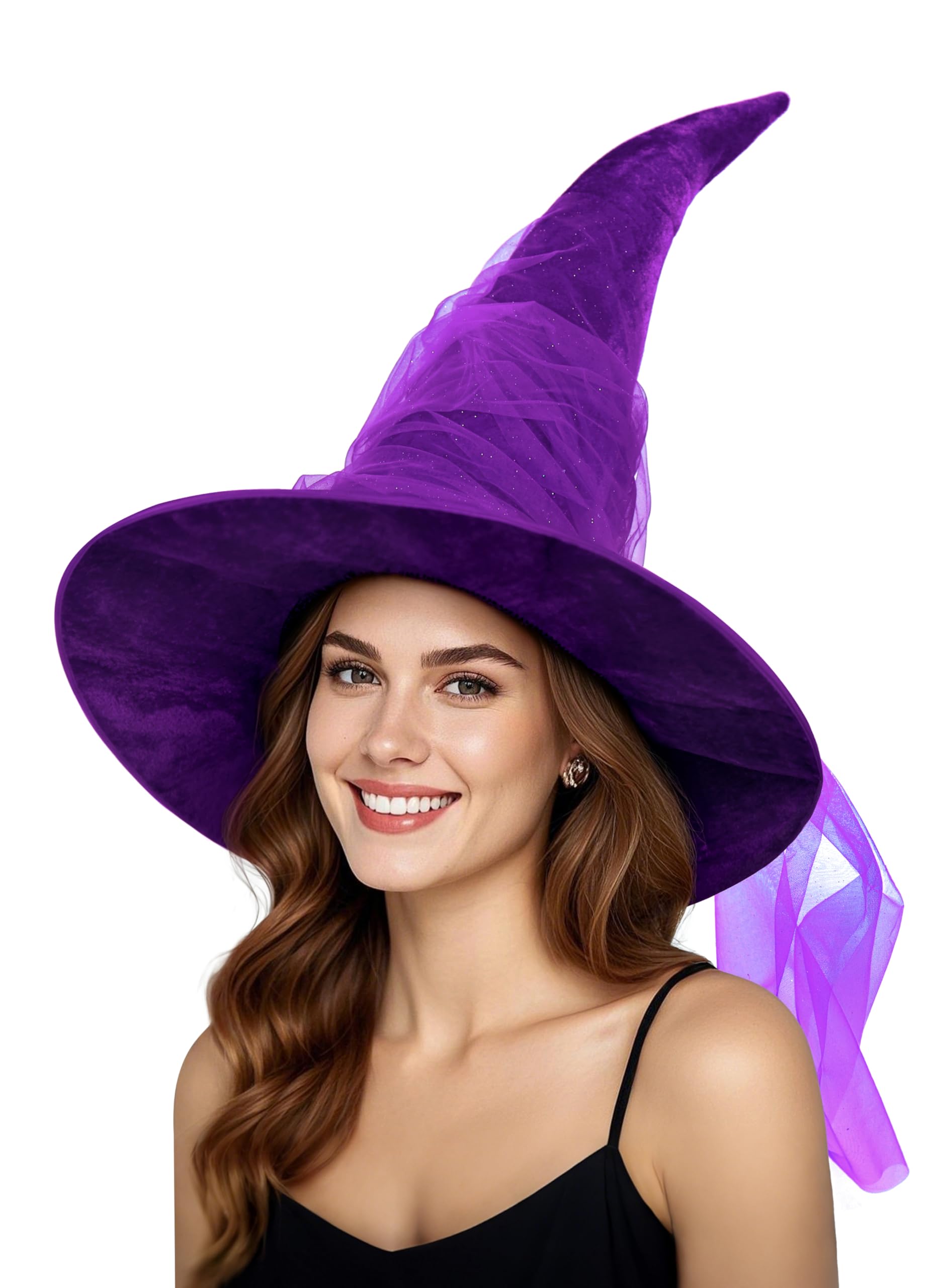 HOMELEX Witch Hat Halloween Adult Black Women's Large Witches Hat Costume Accessories for Party