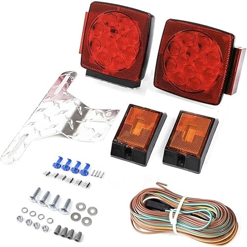 CZC AUTO Kit de luz trasera sumergible LED de 12 V para remolque de barco de menos de 80 pulgadas con kit de arnés de cableado de cobre puro de 18 G