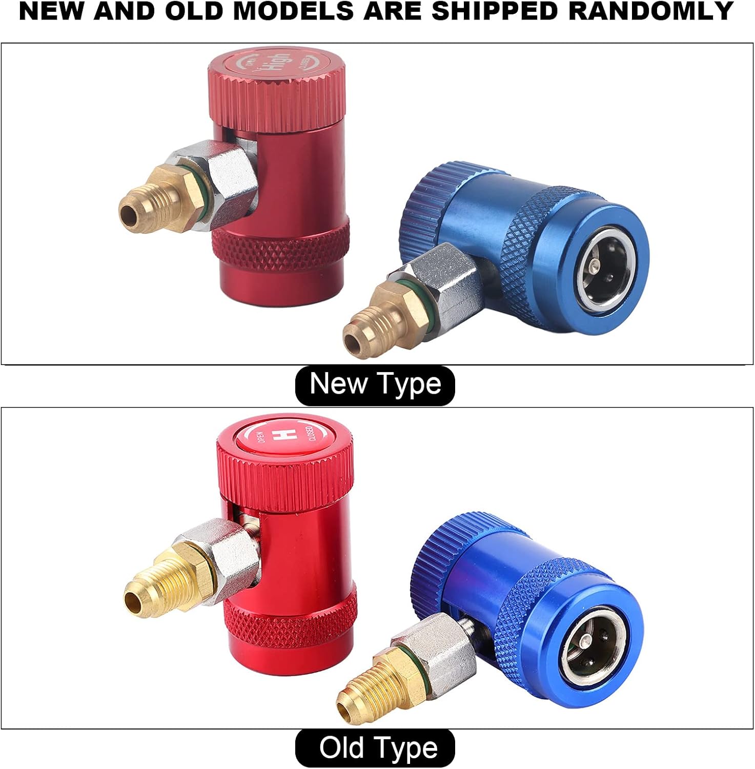 Professional Quick Couplers for R1234yf Refrigerants, Brass AC Service Port Adapter, Adjustable Quick Connector with Bright Sleeve Protection, High and Low Pressure Coupling for Ma