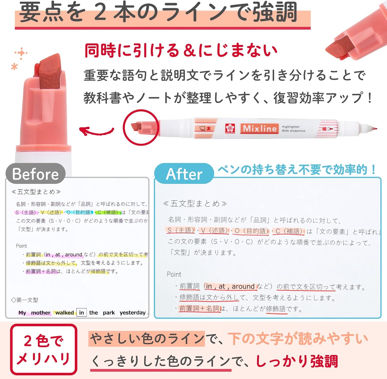 Sakura Craypas VUK-T#205 Mixline Highlighter, Coral Red, 10 Pens