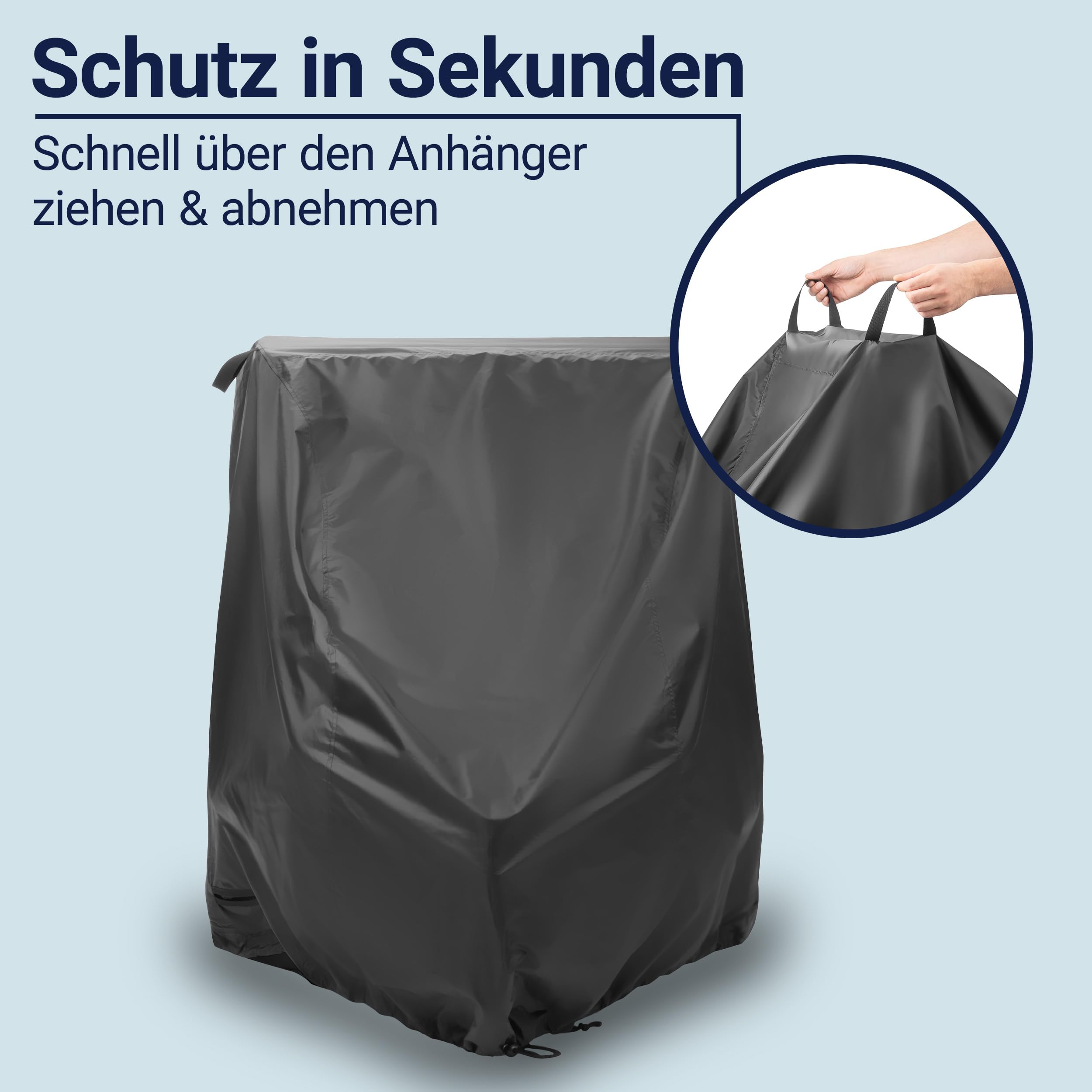 Zamboo Abdeckung für Fahrradanhänger | Universal Faltgarage für Anhänger (kompatibel mit Thule, Croozer, Qeridoo, Tiggo UVM.) | wasserdichte Plane mit Tasche und Öffnung für Fahrrad-Schloss - Schwarz