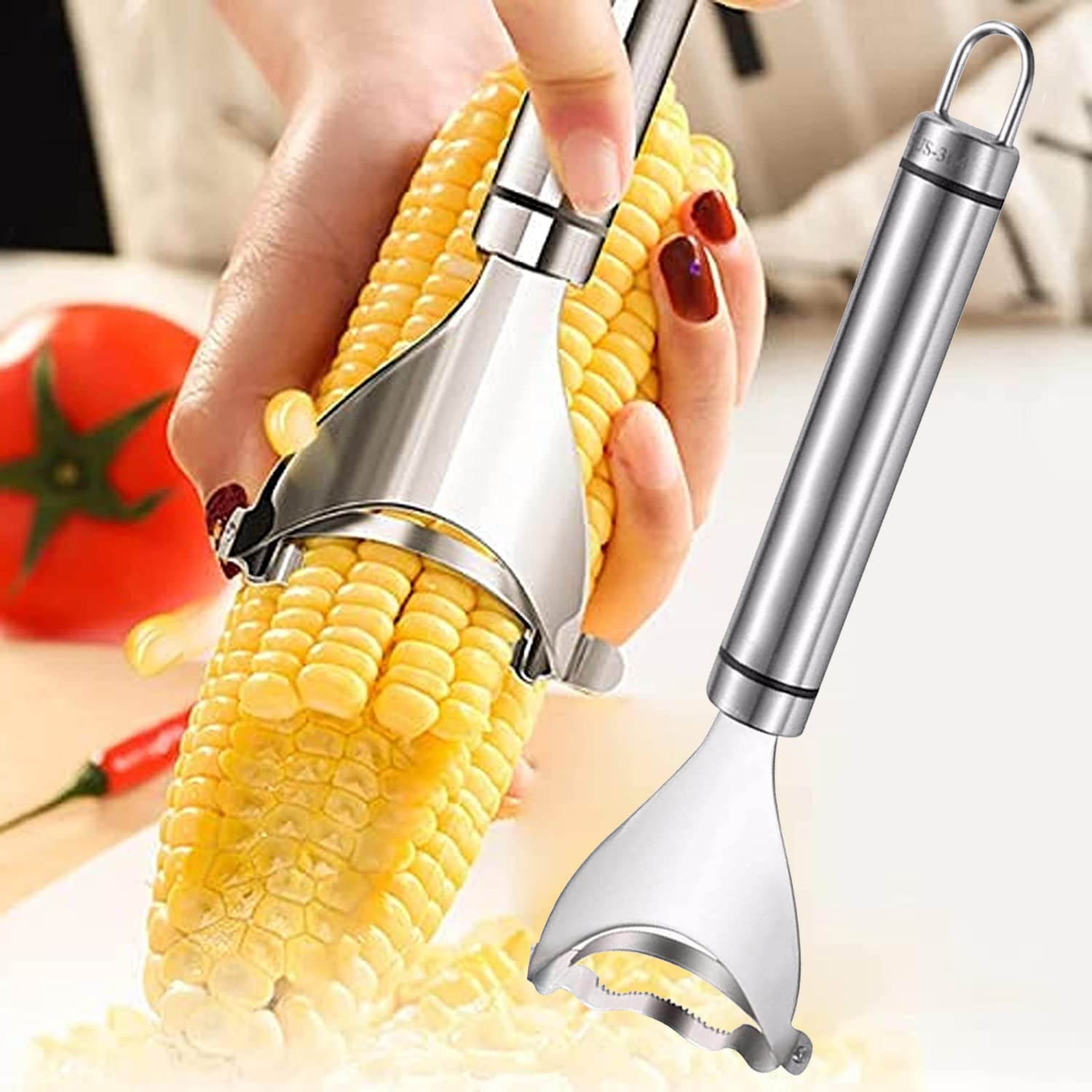 Studio 21 Graphix2PCS Magic Corn Peeler, Corn Stripper Corn Cob Stripper Tool ,Premium Stainless Steel Corn Thresher with Ergonomic Handle, Kitchen Gadget