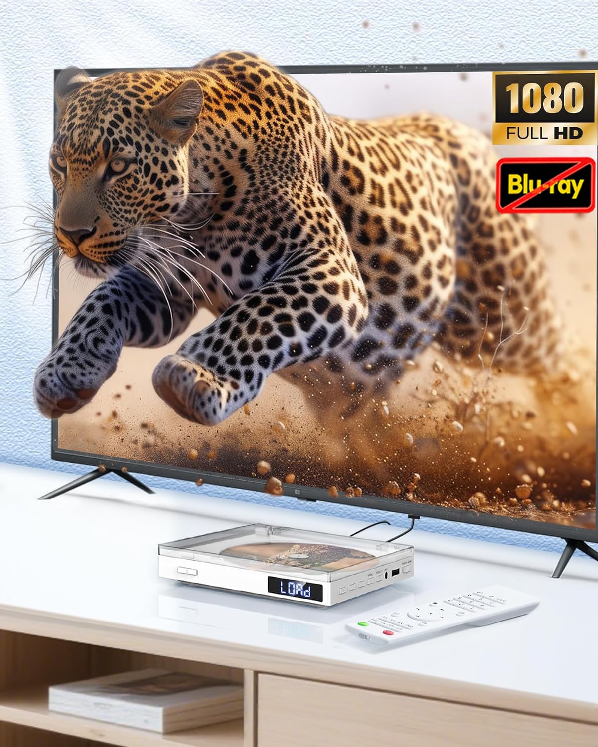 Mini DVD Player für Fernseher HDMI 1080p, Multi-Region Free DVD-Player für TV, Unterstützung von USB, Aux-Ausgang, PAL/NTSC, Fernbedienung, HDMI/RCA-Kabel im Lieferumfang enthalten