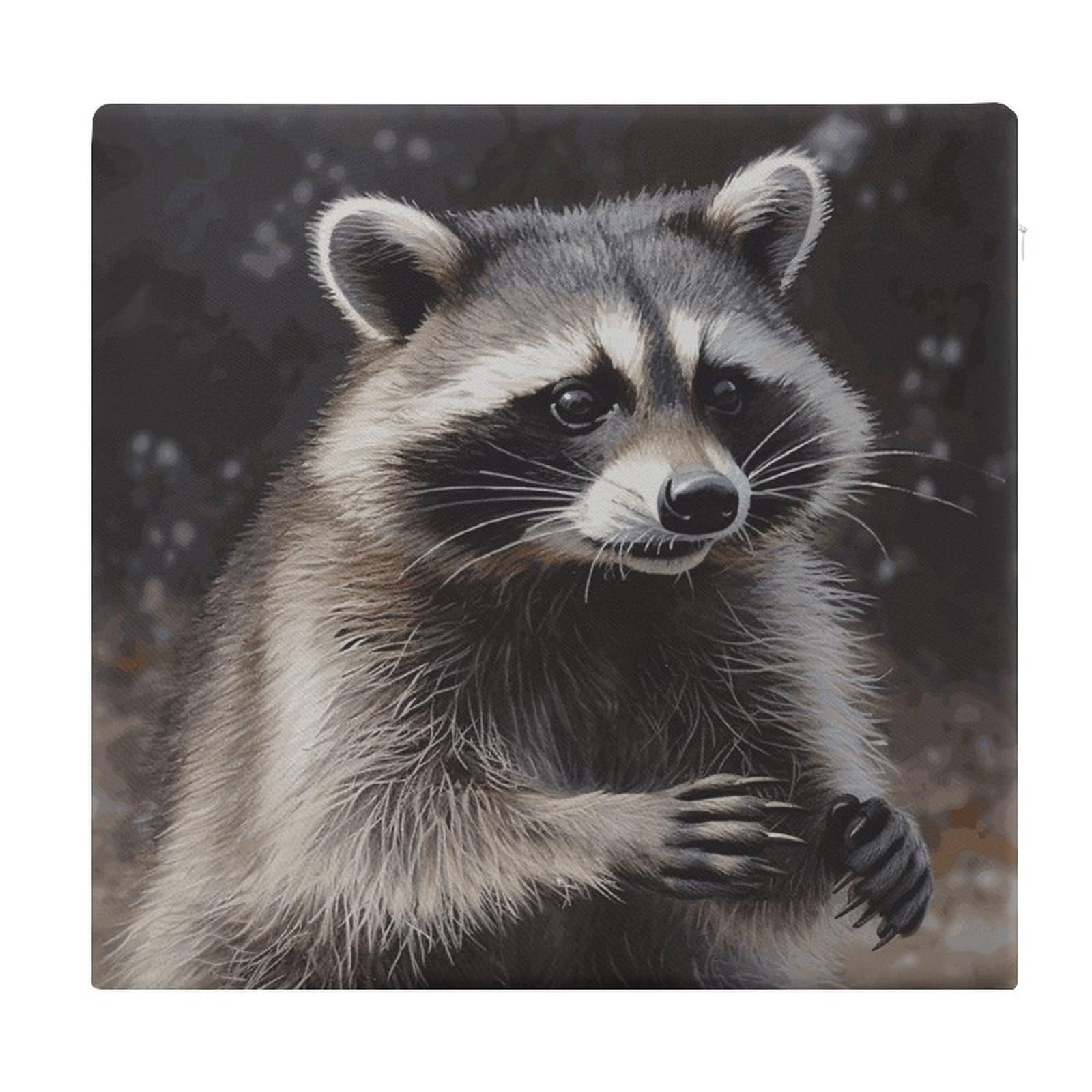 JTREHY Raccoon Chair Cushions Non-Slip Bar Stool Cushions Ultra Soft Warm Memory Foam Meditation Cushion Removable Large Square Seat Cushions for Dining Chair 15x14In