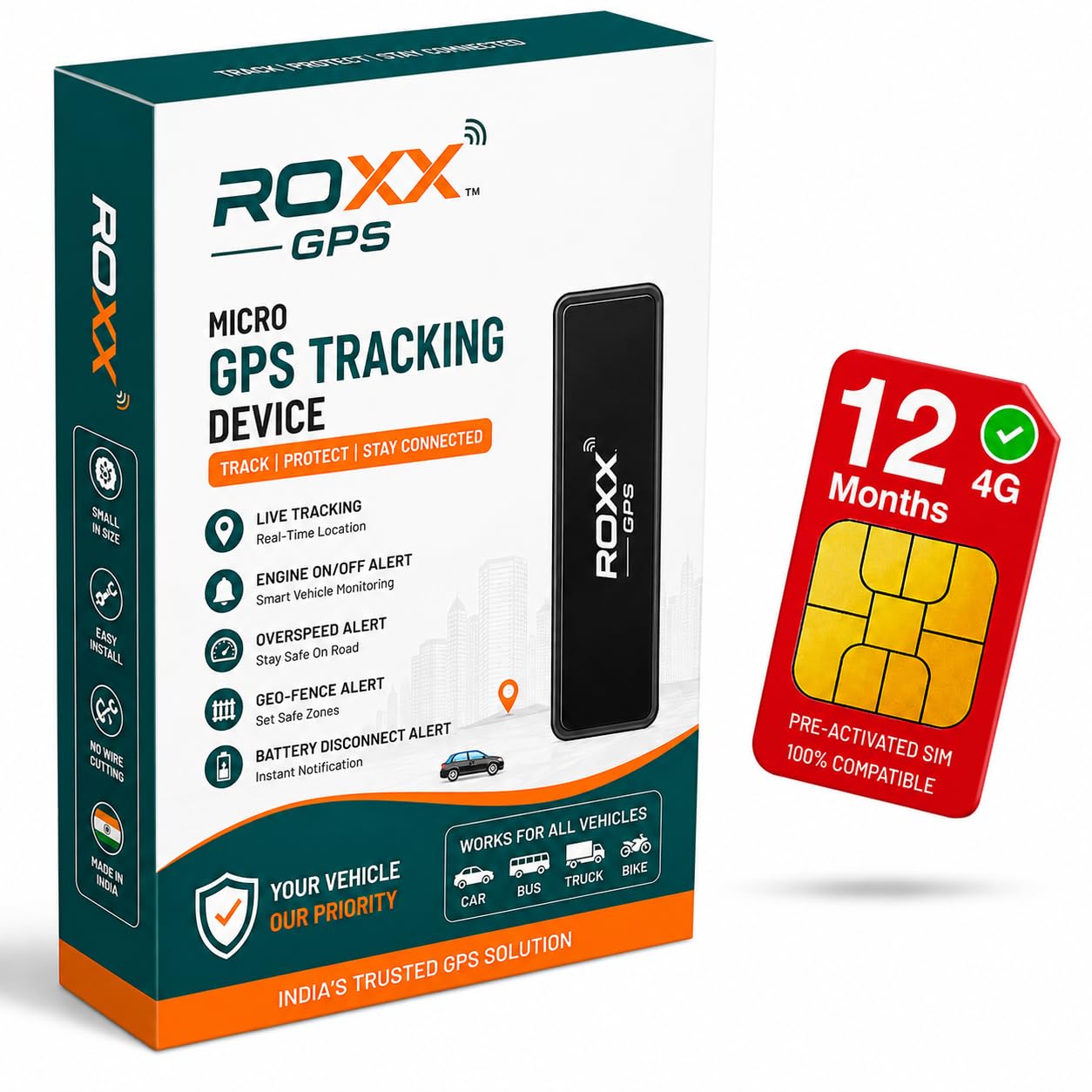 ROXXGPS Micro (Pre-Recharged SIM) - Wired Hidden GPS Tracker for Car, Bike, Scooty, EV, Trucks | Live Location, Instant Engine ON/Off Alerts, Theft Alarms and Many Features with Next-Gen Mobile App.-image-4