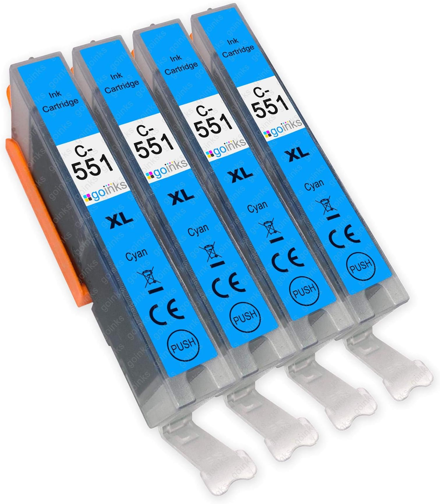 Go Inks 4 Cyan Ink Cartridges to replace CLI551C Compatible/nonOEM