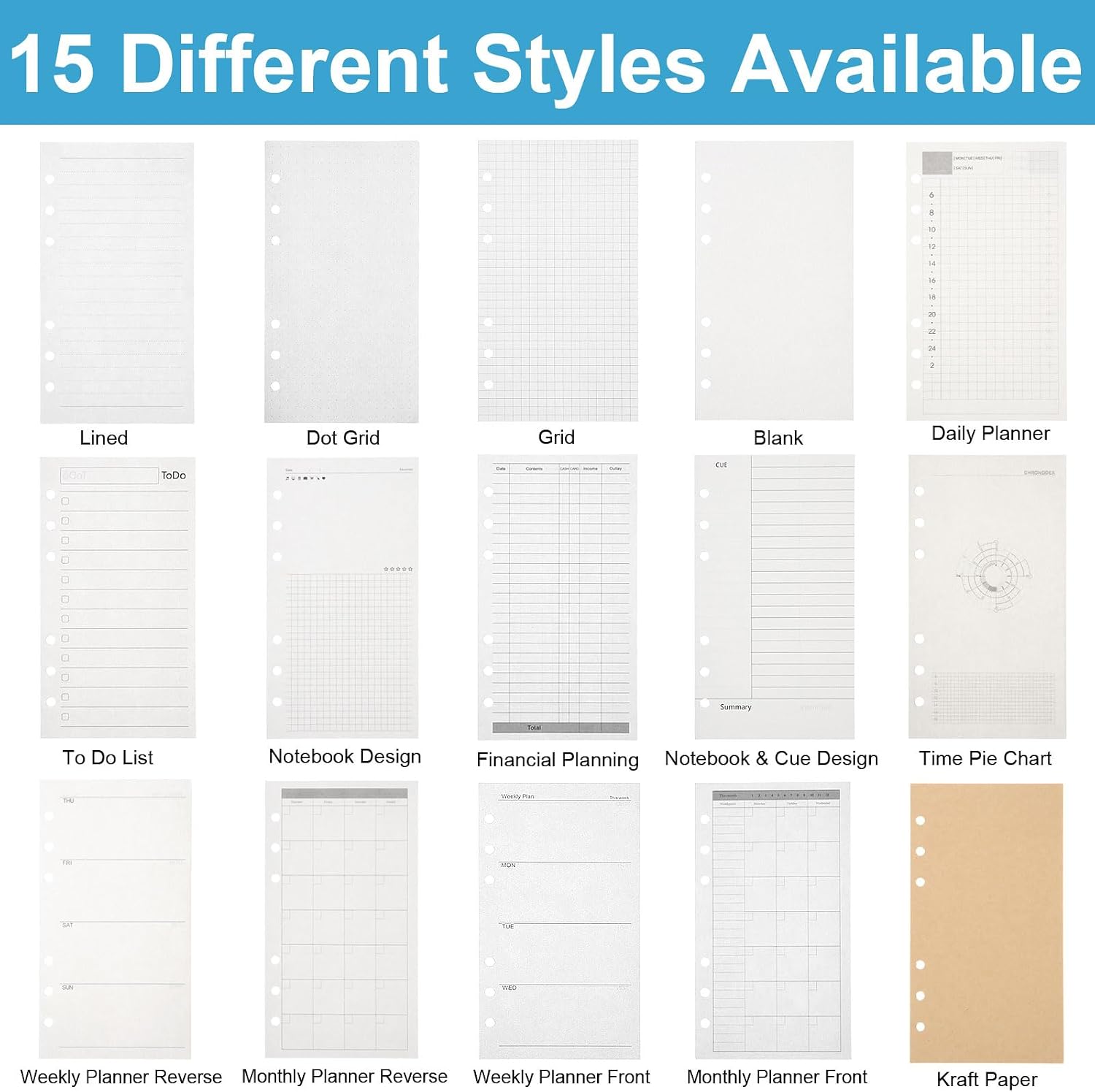 A6 Binder Planner Refill Paper 225 Sheets/450 Pages 6 Holes image 5