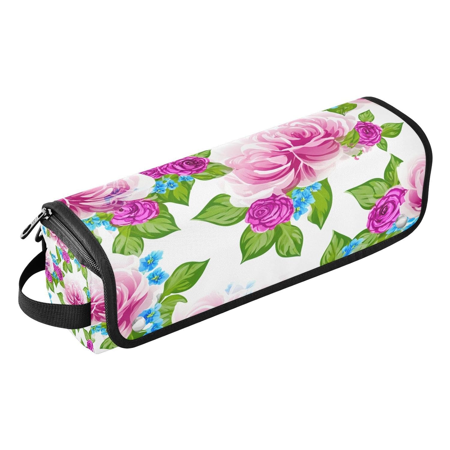 Beautiful Flowers Hair Tools Travel Bag Portable Hair Accessory Organizer with Heat Resistant Mat 2 in 1 Curling