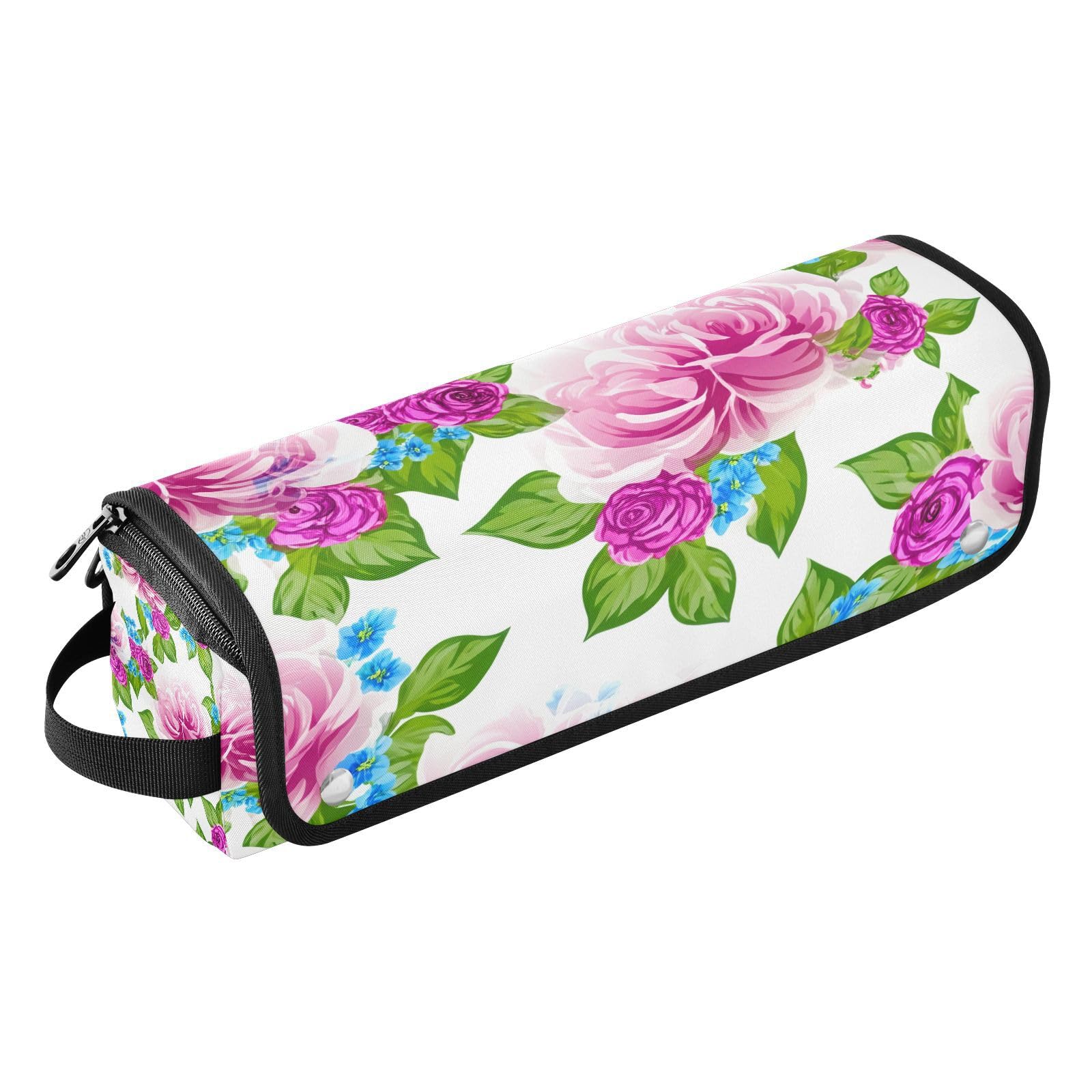 Beautiful Flowers Hair Tools Travel Bag Portable Hair Accessory Organizer with Heat Resistant Mat 2 in 1 Curling