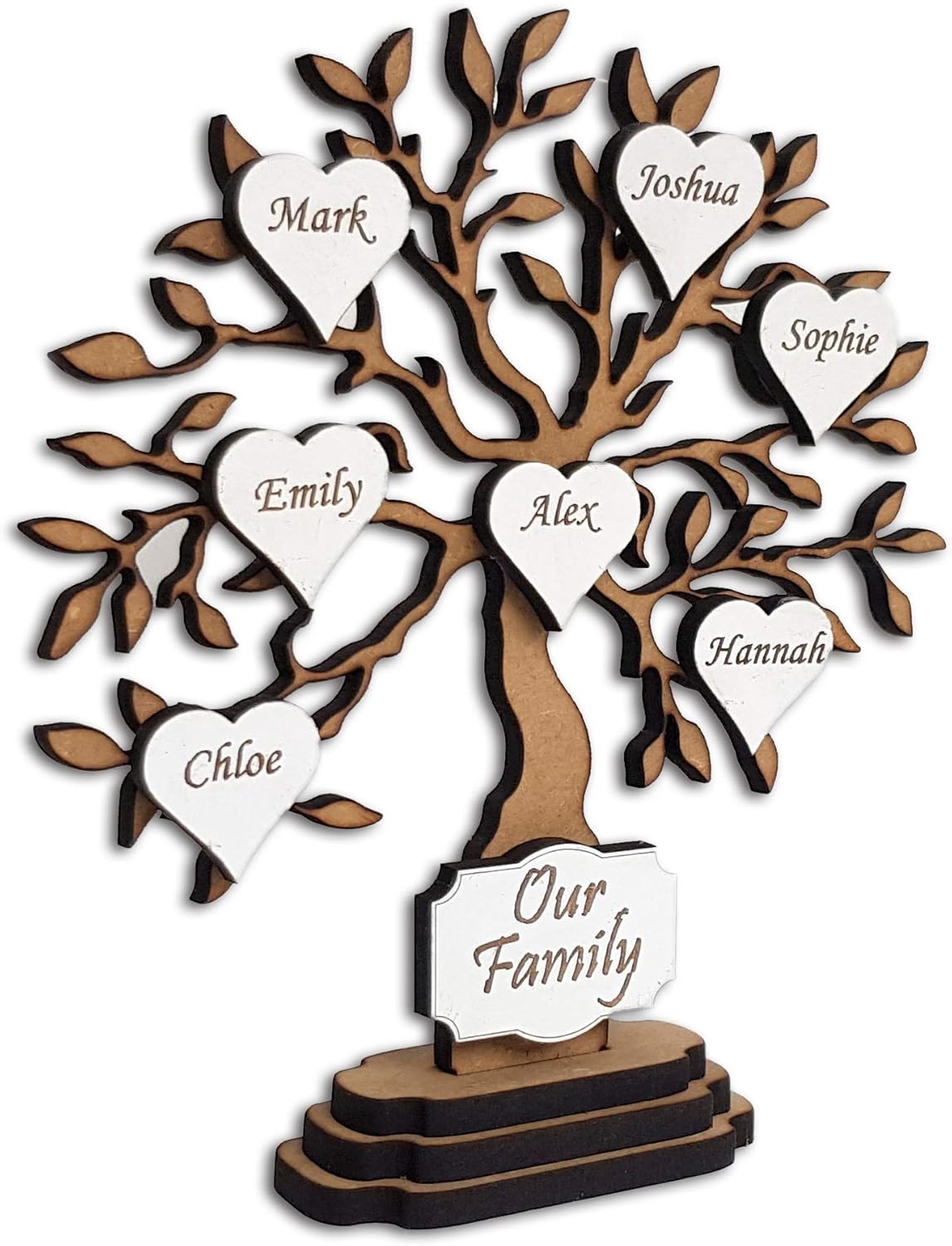 Personalised Family Tree Of Life Gift Wooden Tree Shabby Chic Heart Freestanding Up To 12 Names Added Personalised Handmade Mother S Day 18cm Tree Plain Hearts Amazon Co Uk Home Kitchen