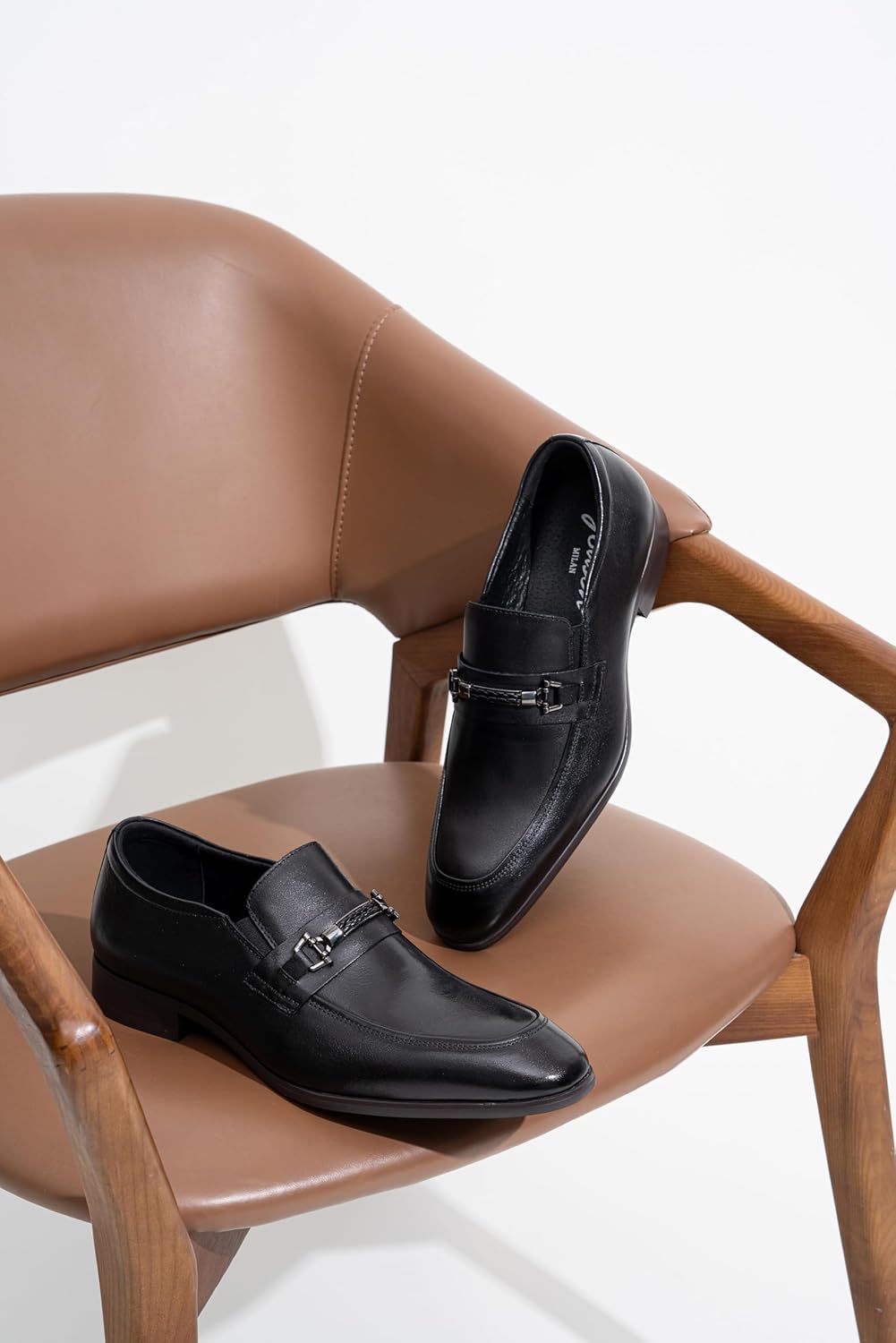 Jousen Men's Loafers Dress Shoes Premium Leather Slip on Loafers for Men (AMY3057A Black 10.5) - Image 2