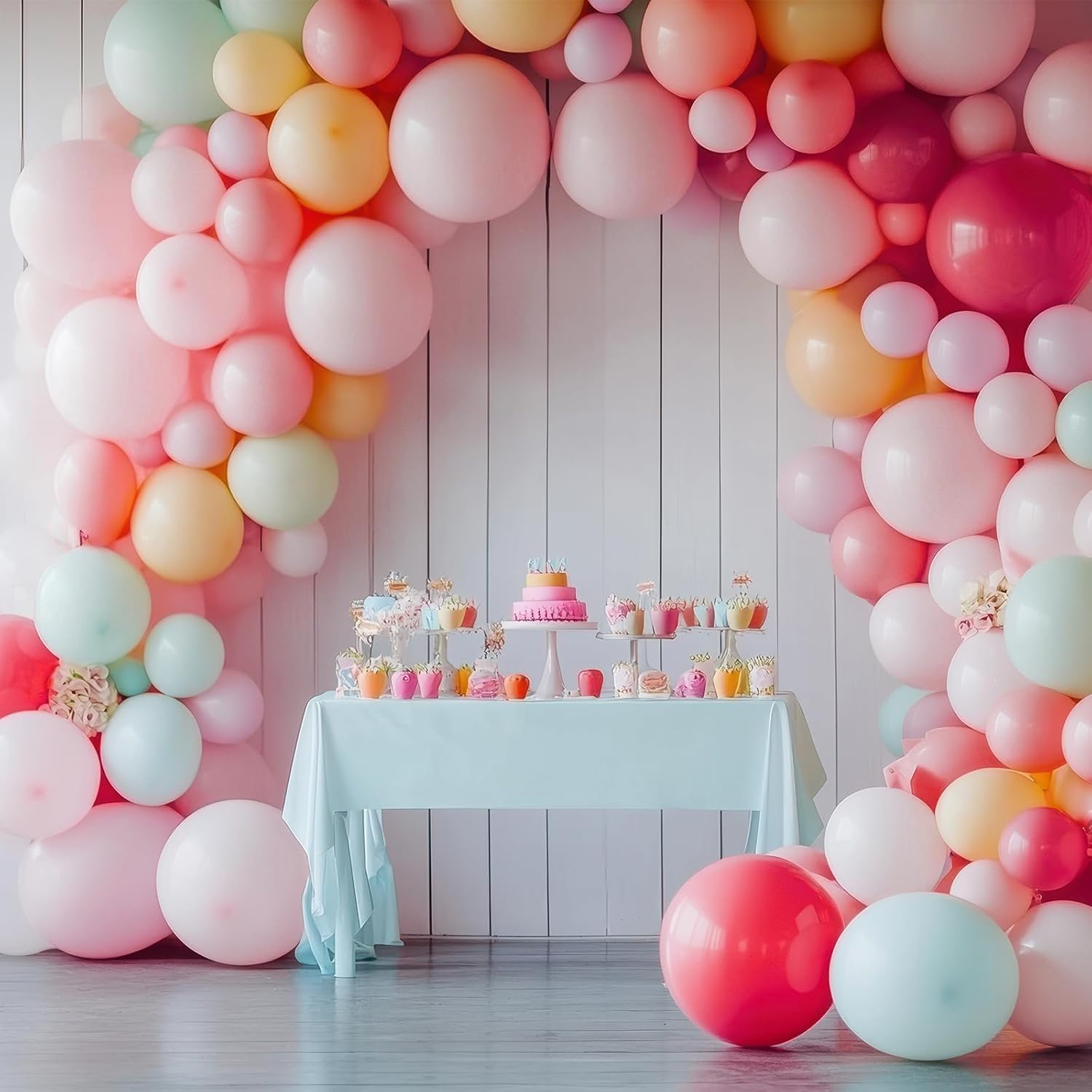 RUBFAC Pink Balloons 129pcs Light Pastel Pink Balloon Different Sizes 18 12 10 5 Inch for Garland Arch Mother's Day Birthday Party Baby Shower Gender Reveal Wedding Anniversary Easter Decoration