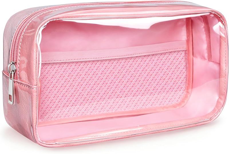 Necessaire de maquiagem transparente WLLWOO WLLWOO em PVC com bolso interno, 1 unidade